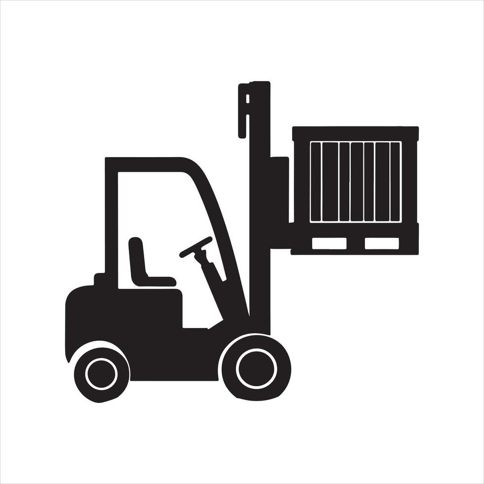 Forklift black silhouette vector