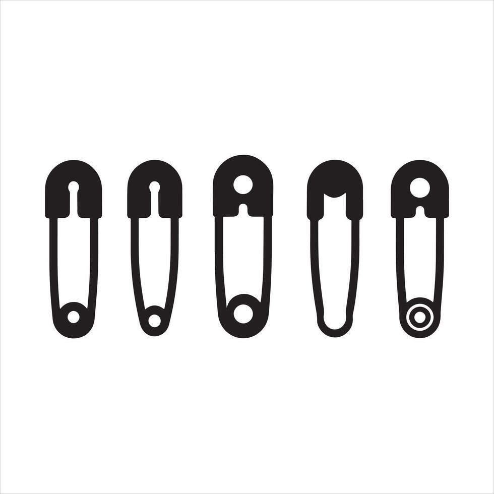 safety pin black black silhouette vector