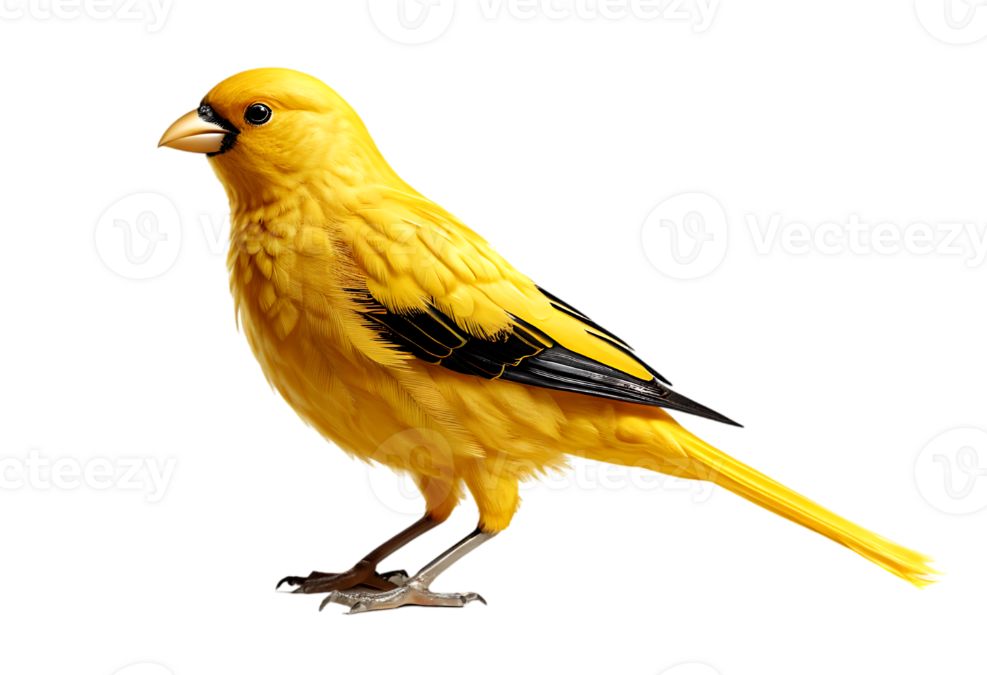 A yellow bird with black and white feathers png