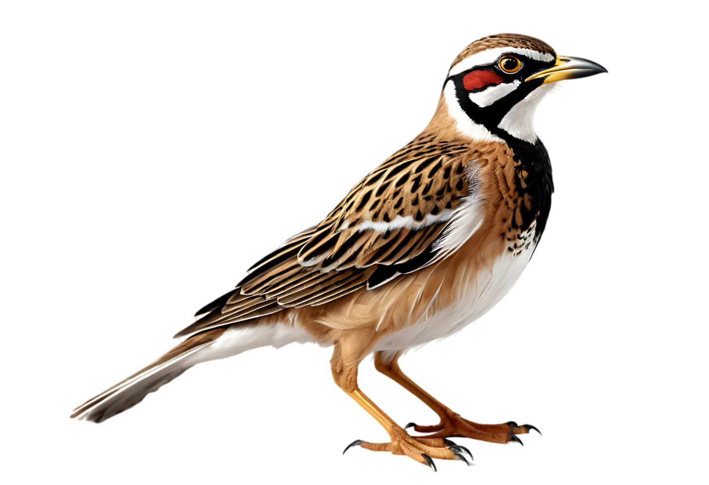 A bird with a red and white head and a black body png