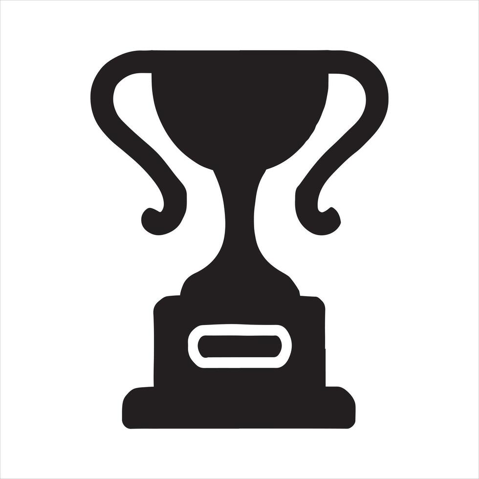 trophy cup black silhouette on white background vector