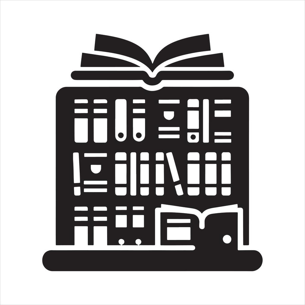 Library icon black silhouette on white background vector