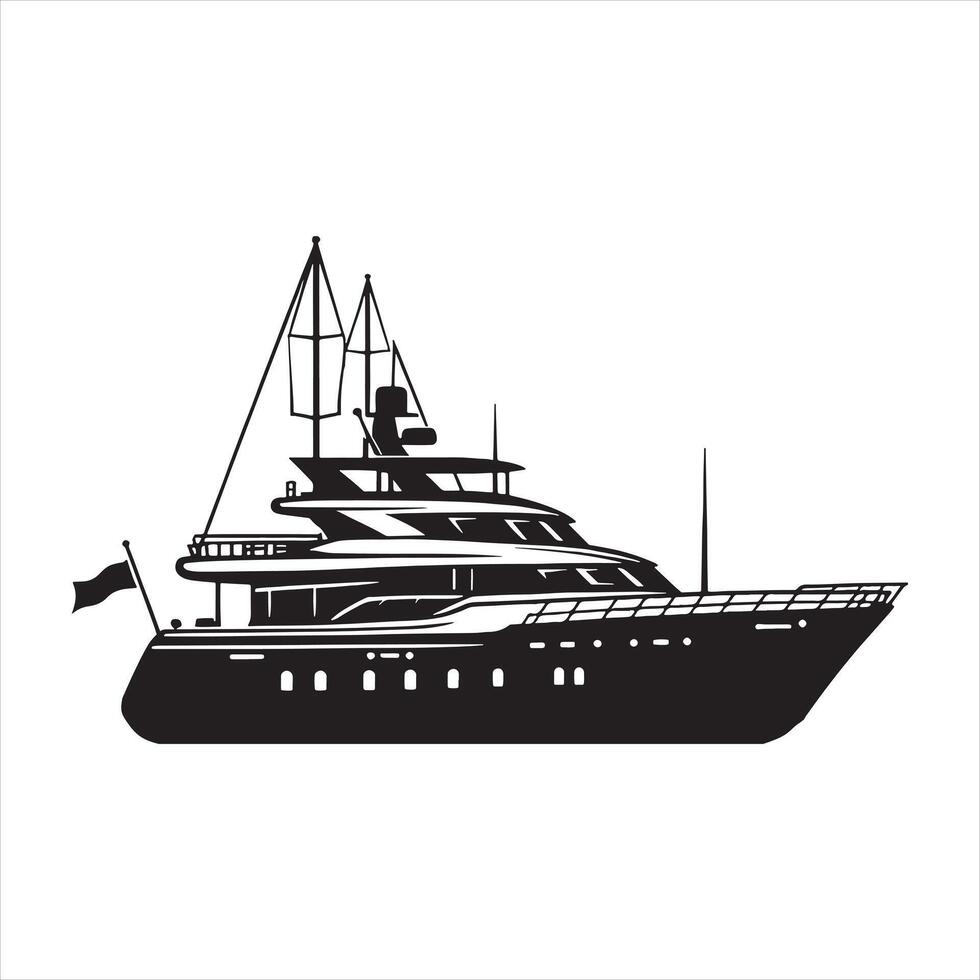 yacht silhouette white background vector