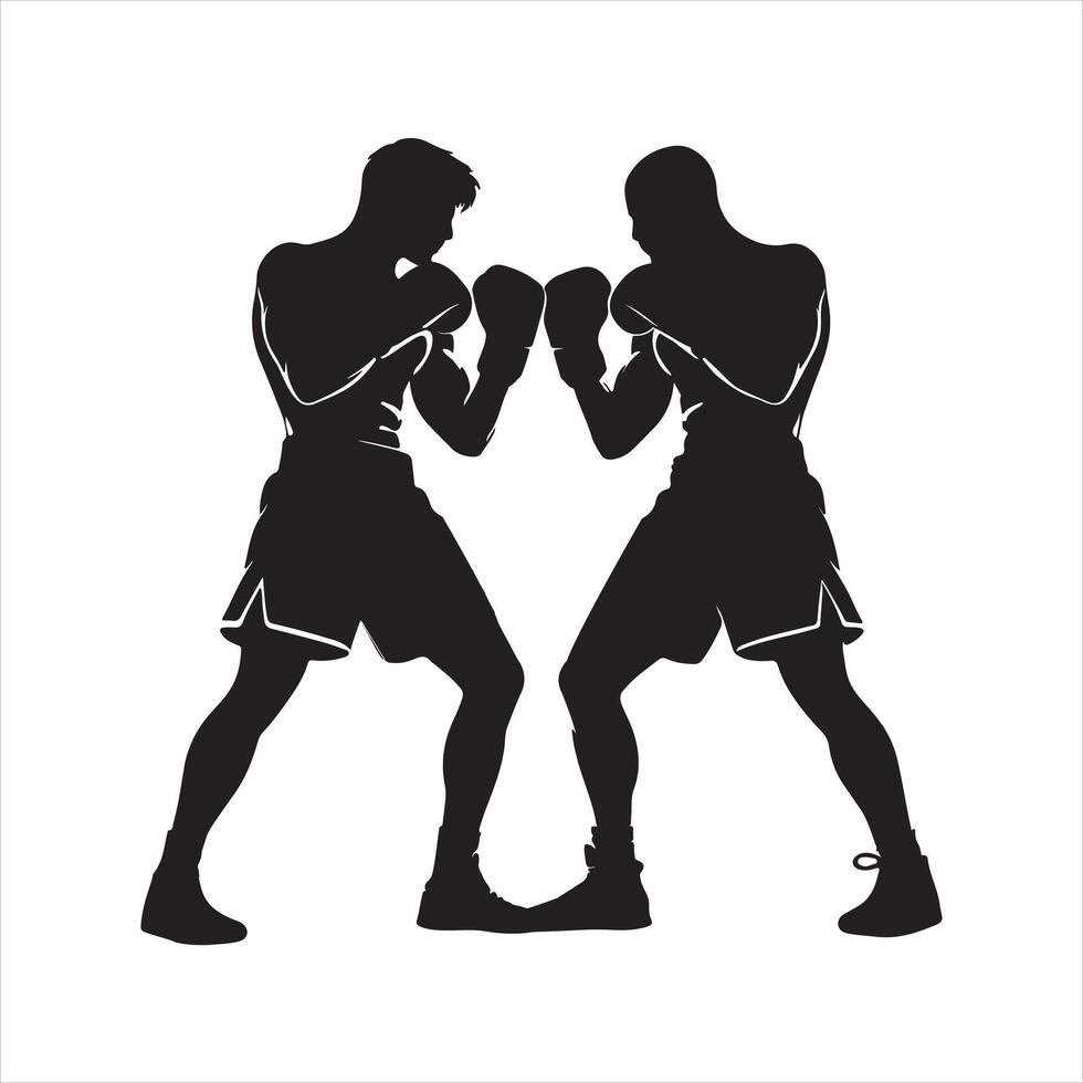 boxers silhouette on white background vector