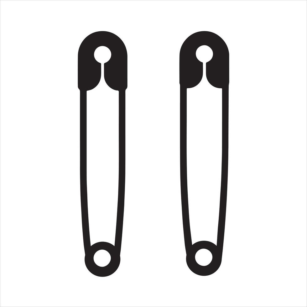 safety black pin silhouette white background vector