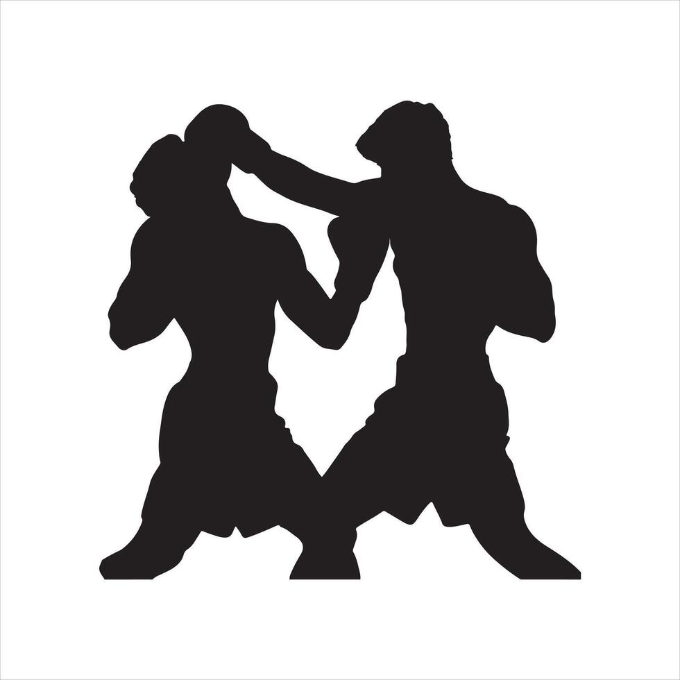 Two Kickboxer silhouette vector