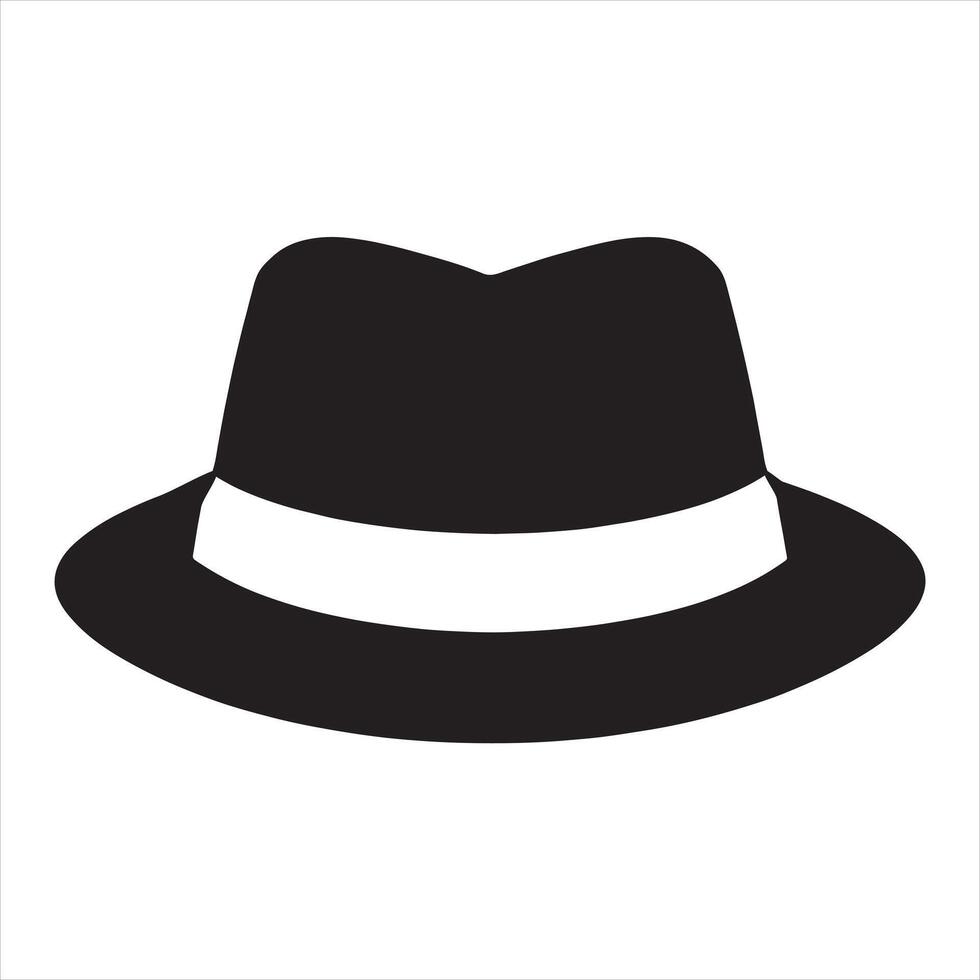 Hat with band silhouette white background vector