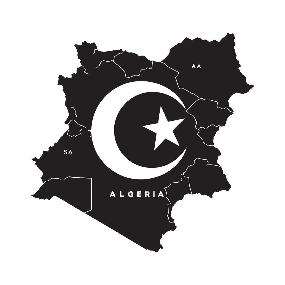 Algeria Map silhouette on white background vector