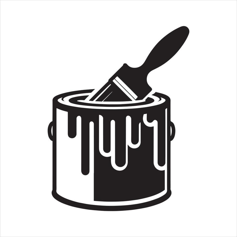 Paint icon silhouette white background vector