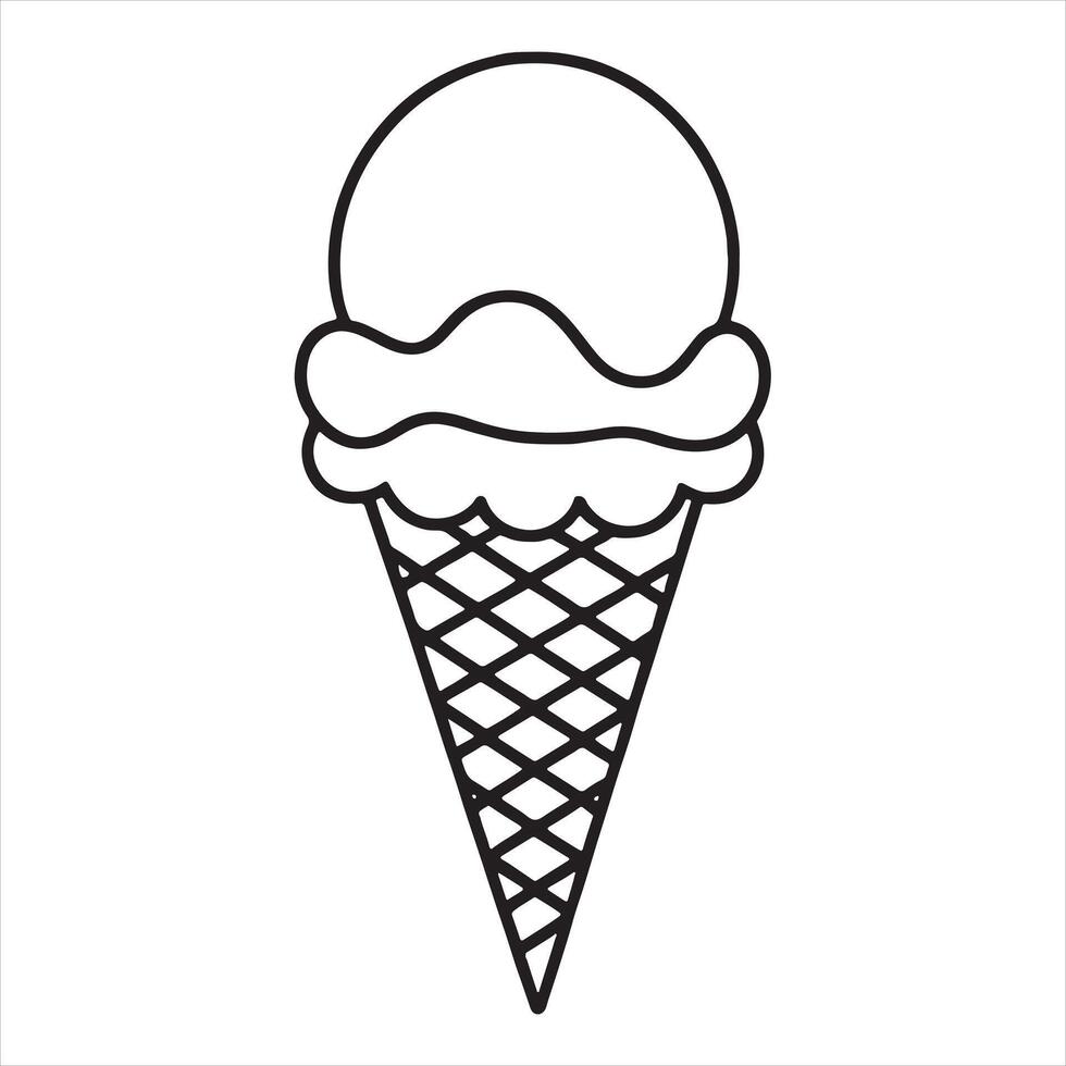 single one line Ice cream cone silhouette vector