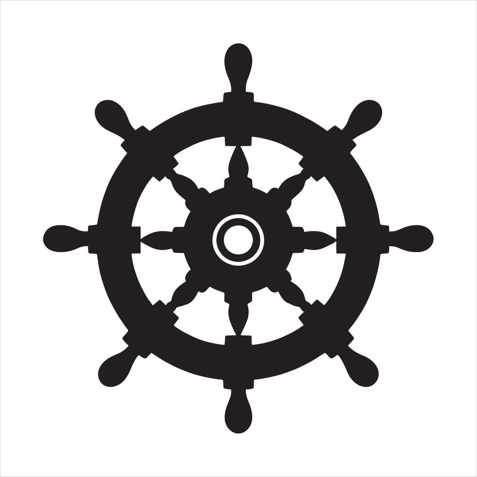 Ship Wheel vintage silhouette on white background vector