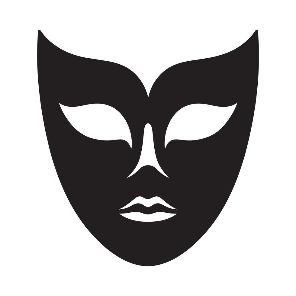 Mask icon black silhouette on white background vector