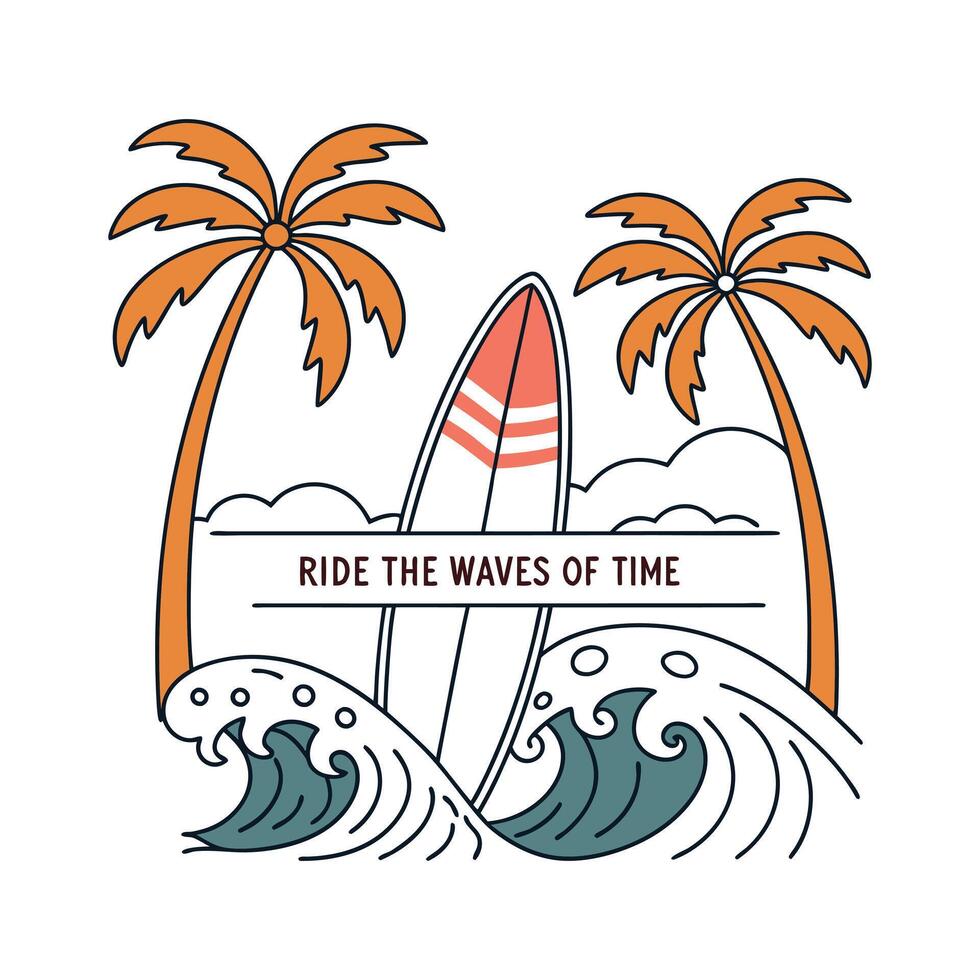 Ride the waves of tihe t-shirt design vector