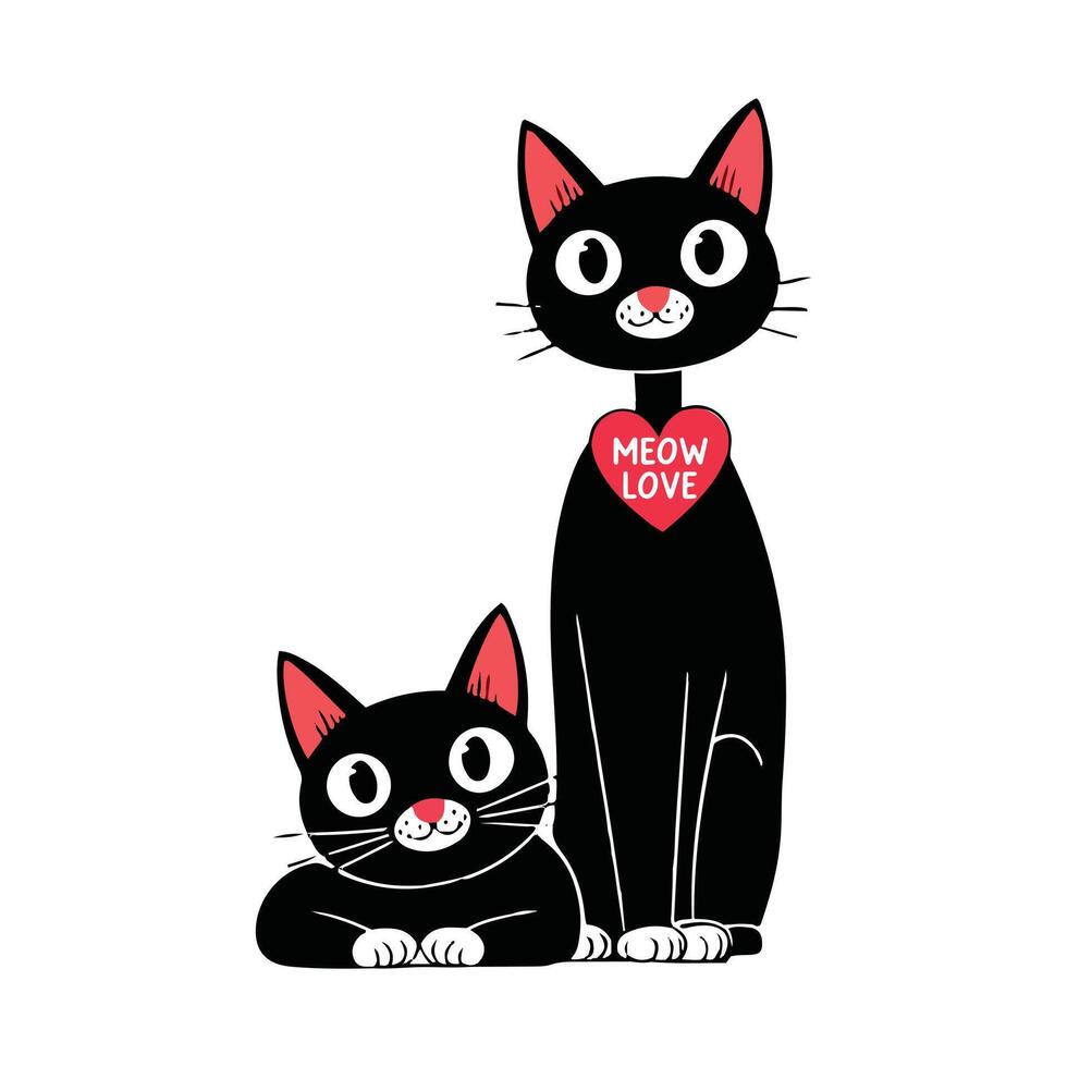 Cartoon drawing of a black cat icon vector
