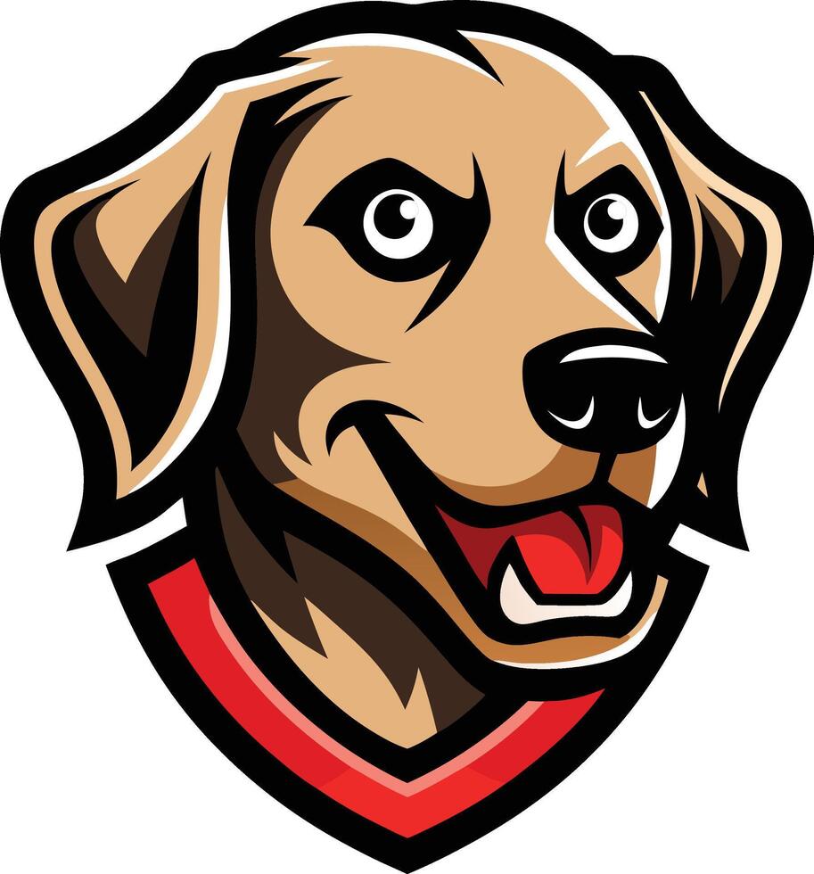 A dog head with a red and black collar vector