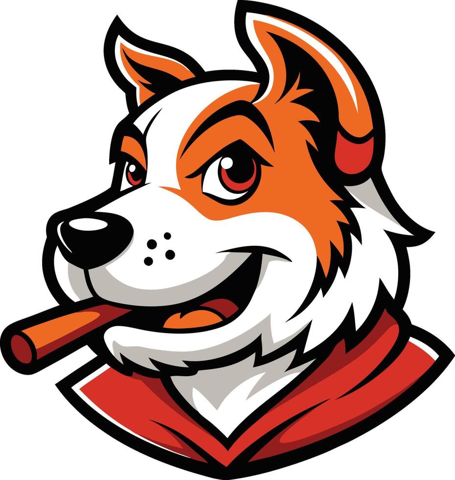 A cartoon dog with a cigar in its mouth vector