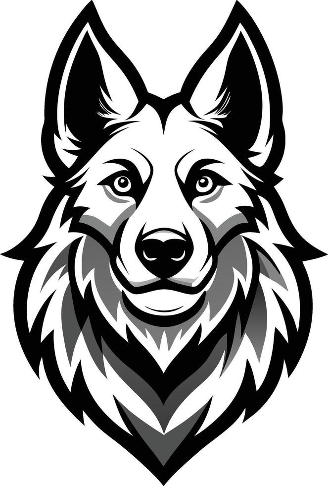 A wolf head with a black and white design vector