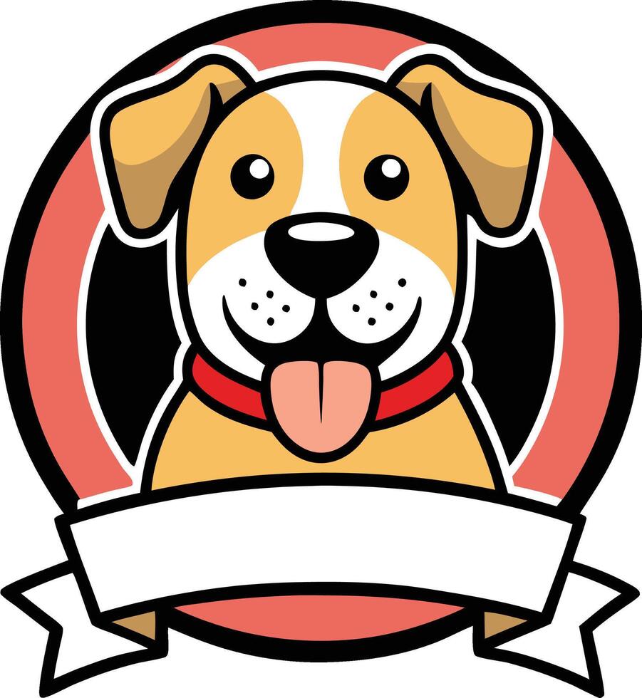 A cartoon dog with a ribbon around it vector