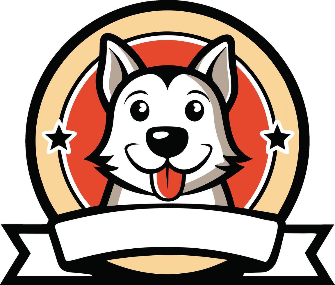A dog with a ribbon around it in a circle vector