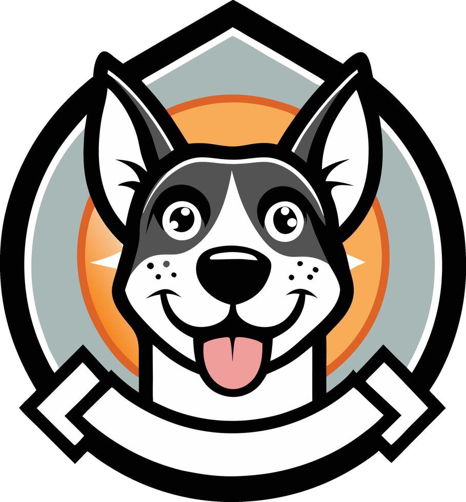 A dog with a smile on its face in a shield vector