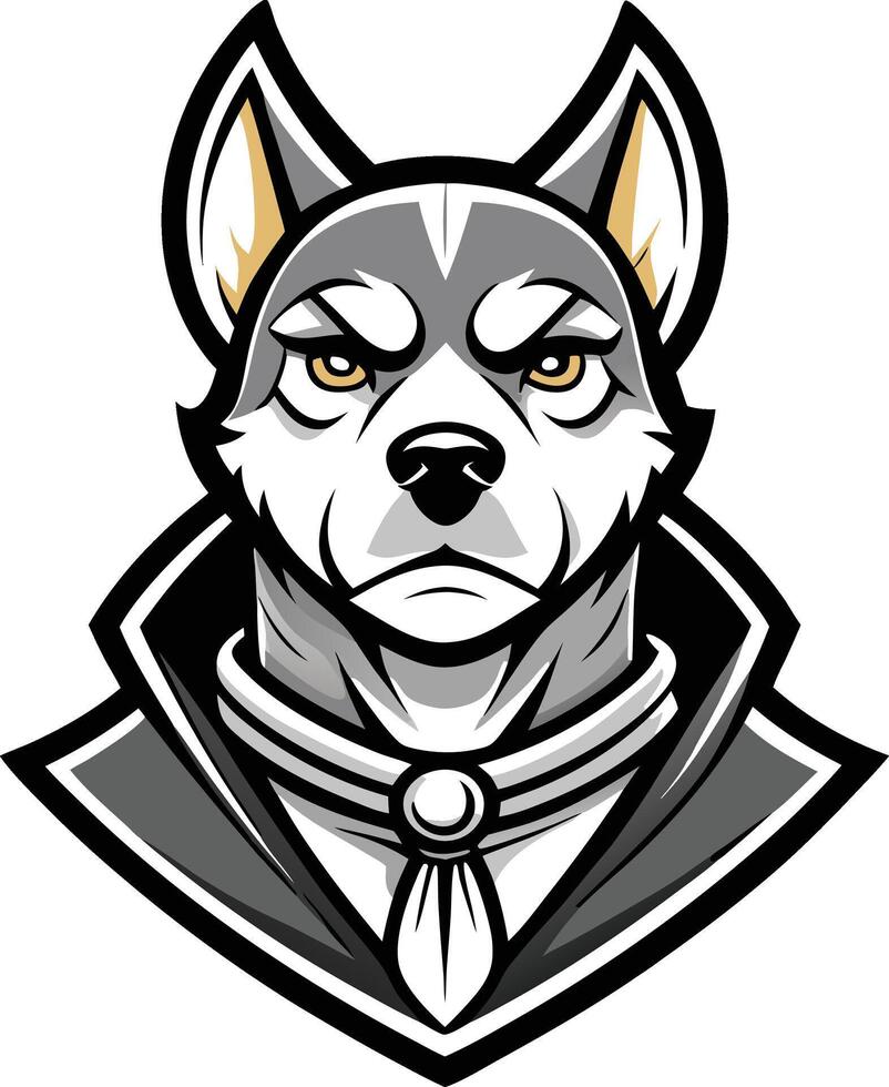 A wolf head with a tie on it vector