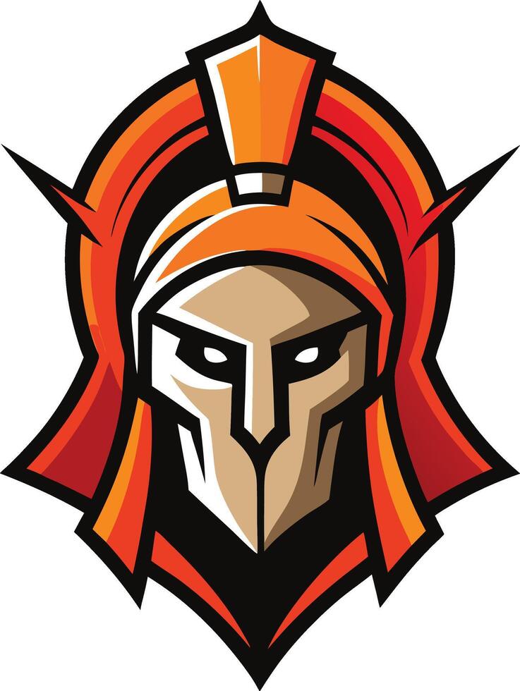 Spartan helmet mascot logo design front view vector