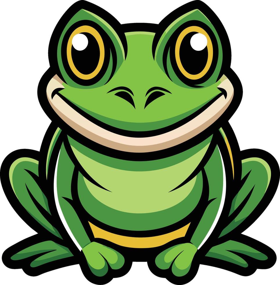 A cartoon frog with big eyes and a smile vector