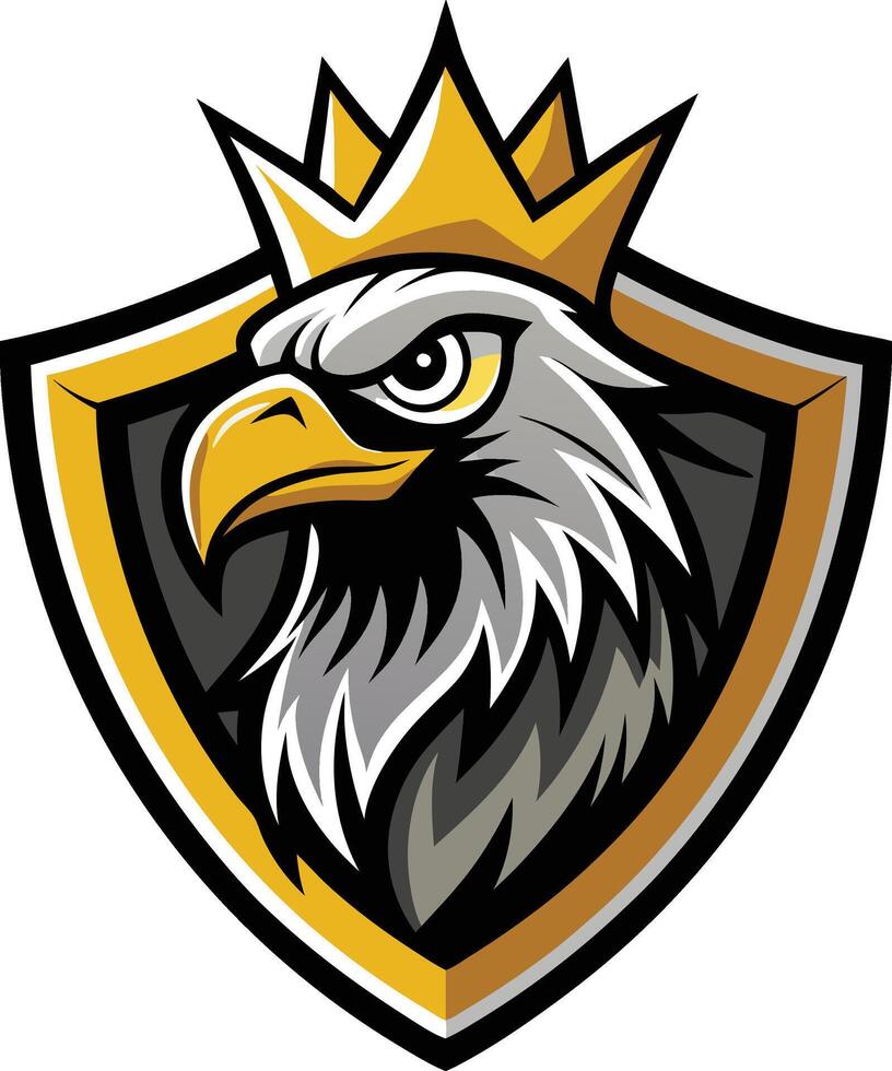 eagle with crown head on shield illustration vector