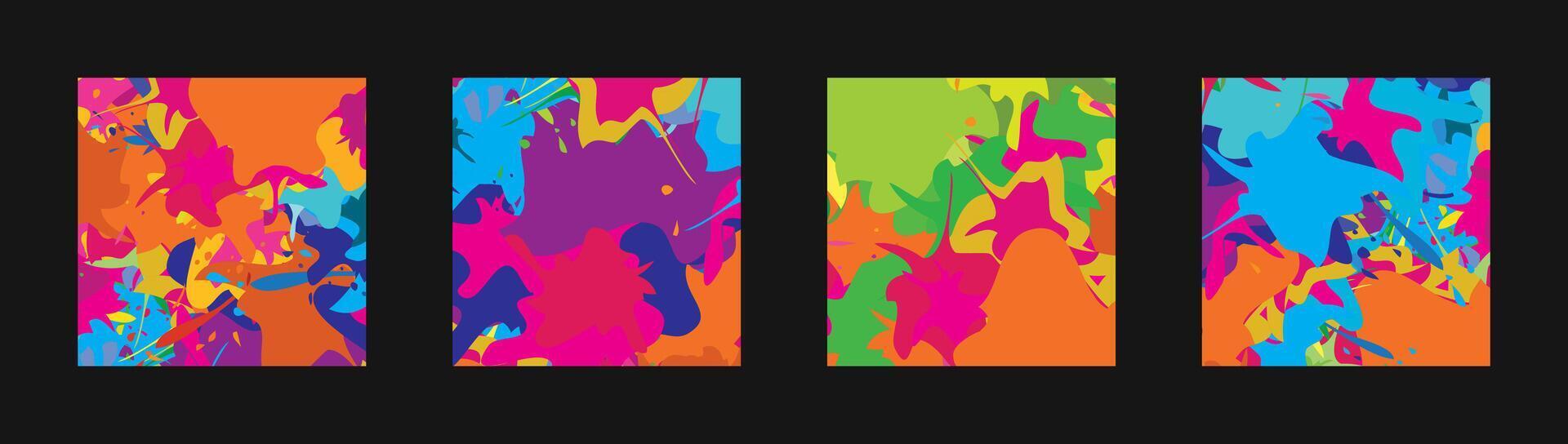 Rainbow splash of colors psychedelic background set vector