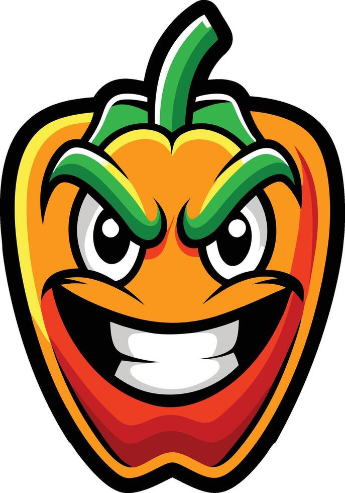 A cartoon pepper with an angry face vector
