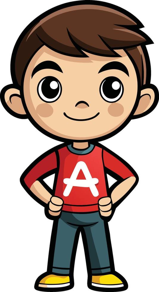 A cartoon boy with an a on his shirt vector