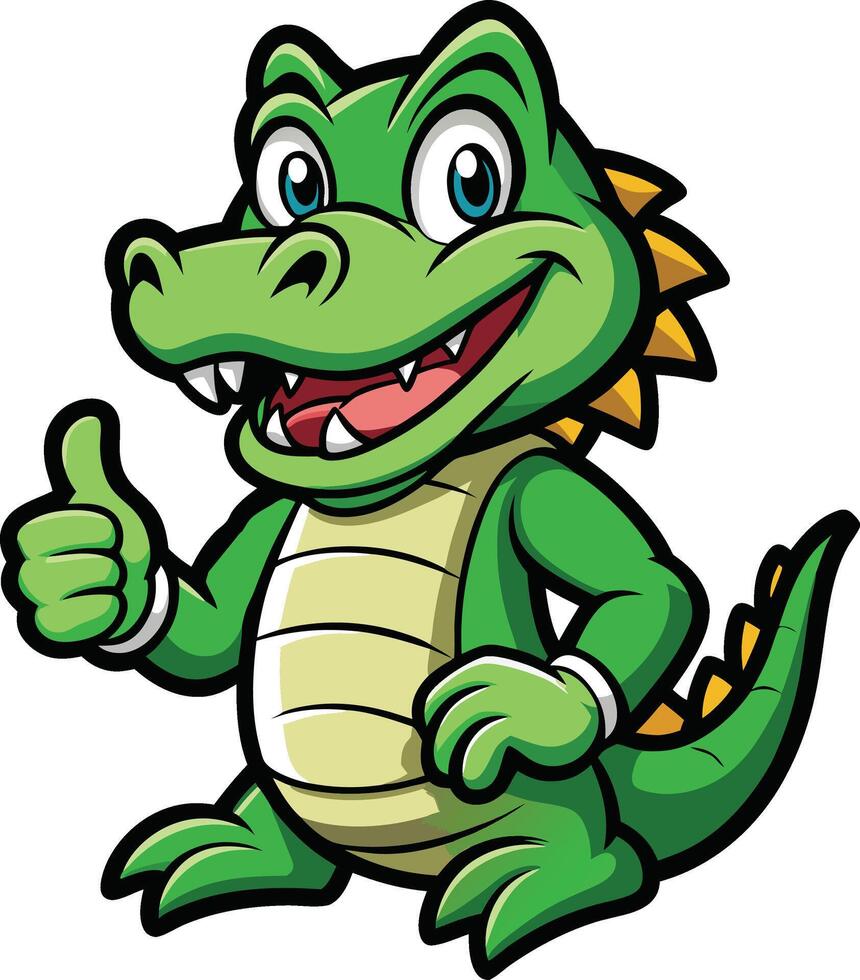 An alligator cartoon character giving a thumbs up vector