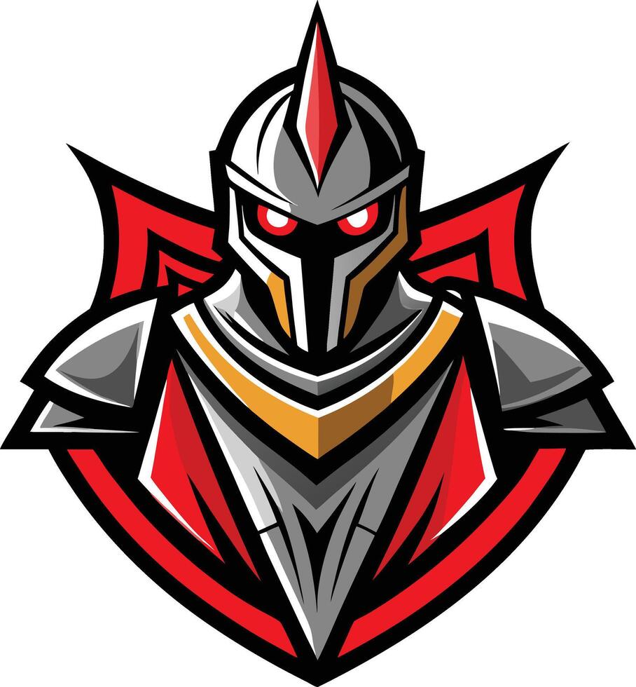 A knight helmet with red and black colors vector