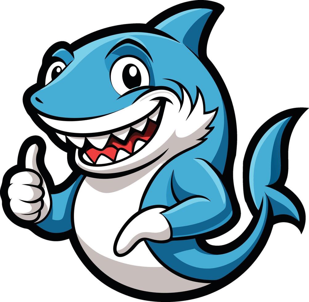 Shark doing thumbs up mascot logo design vector