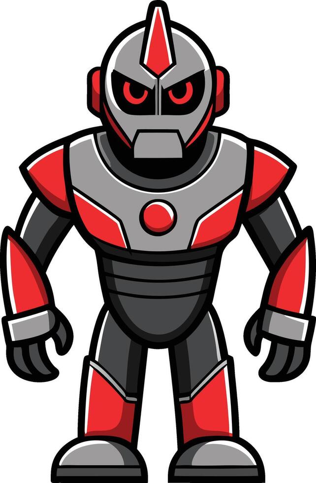 A cartoon robot with red and gray armor vector
