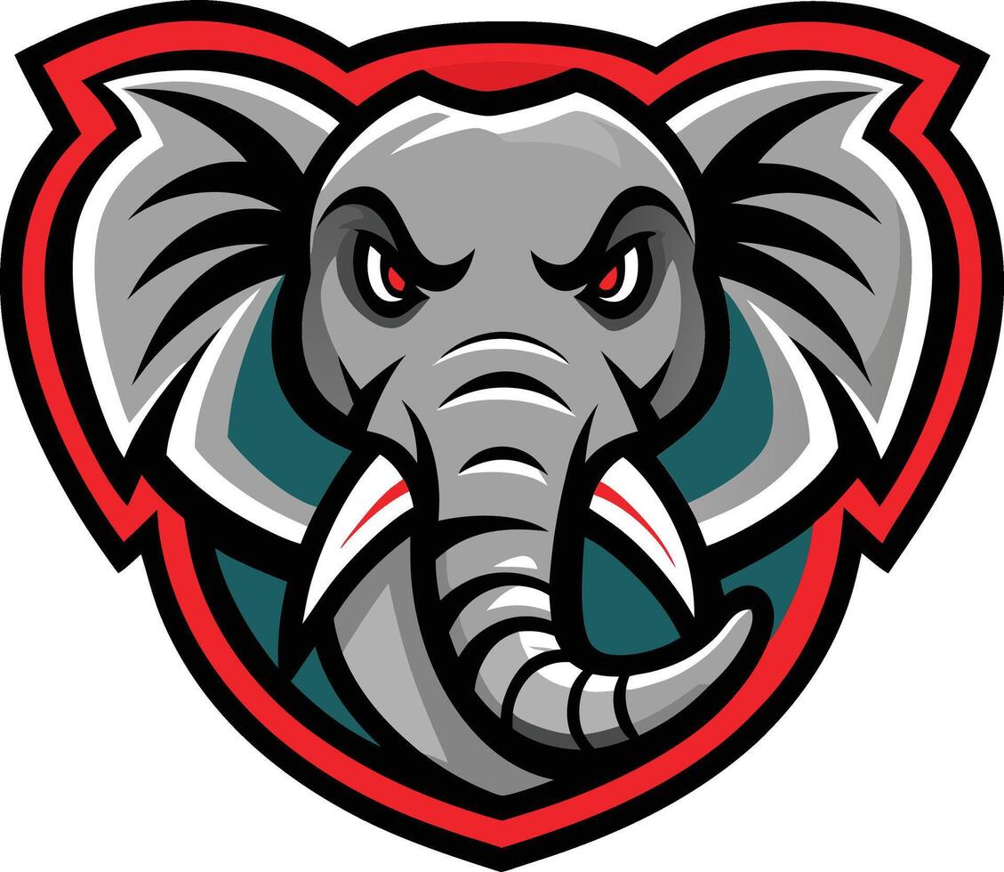An elephant head with a red and green crest vector