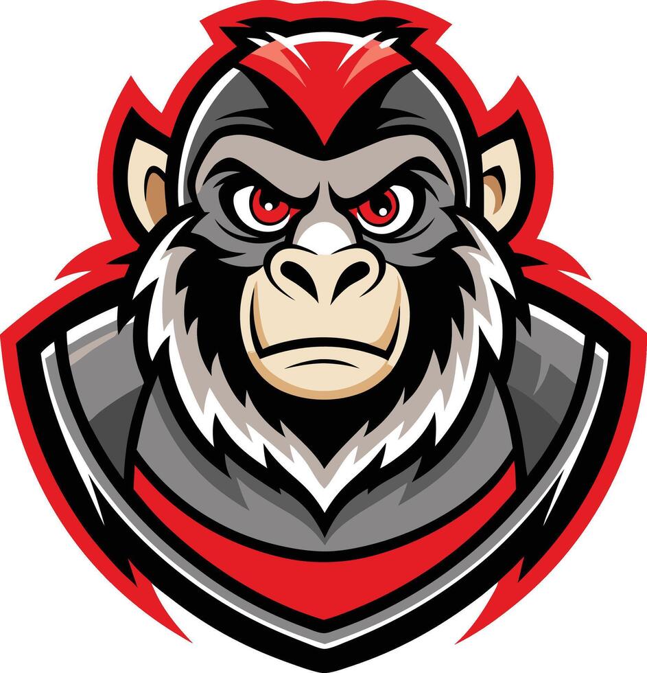 A monkey mascot head with red and black stripes vector