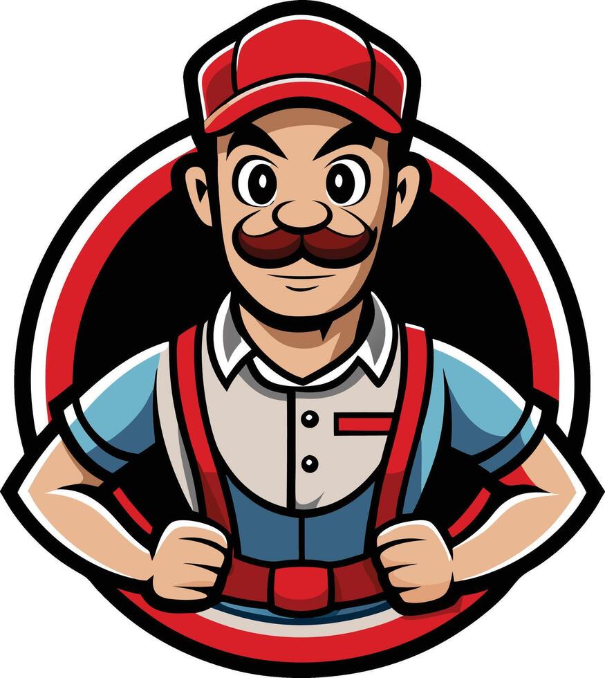A cartoon man with a mustache and hat vector