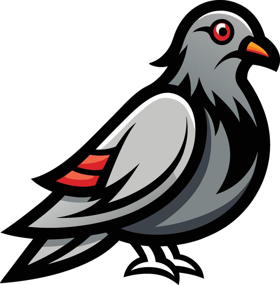 A pigeon with a red beak and black feathers vector