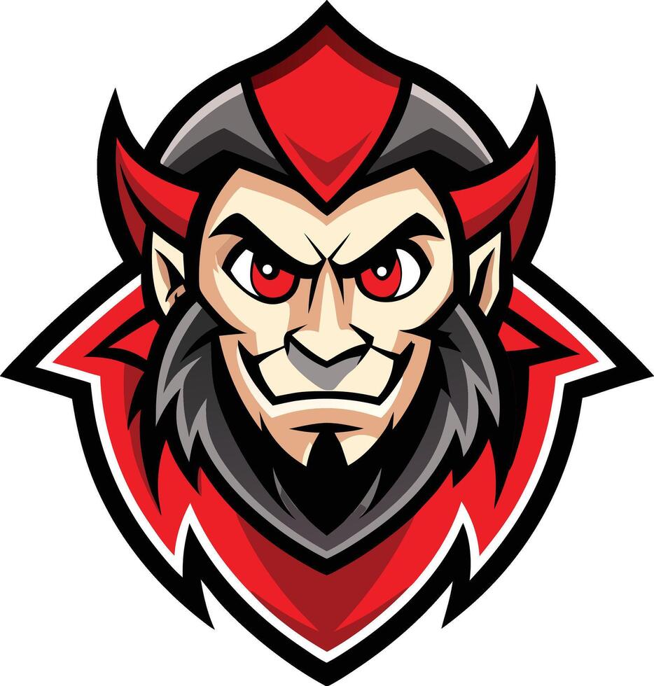A cartoon devil mascot head with red hair vector