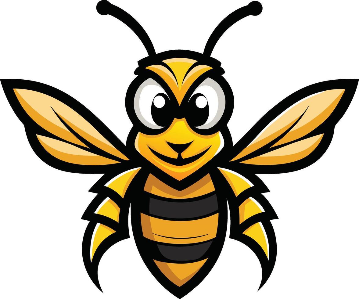 A cartoon bee with black and yellow wings vector