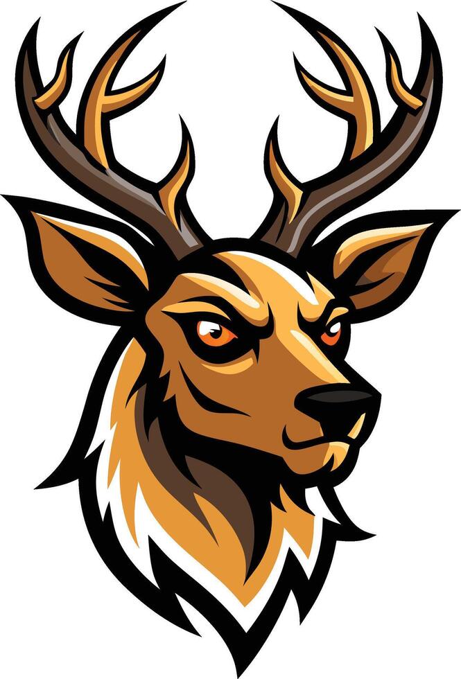 A deer head with horns and antlers vector