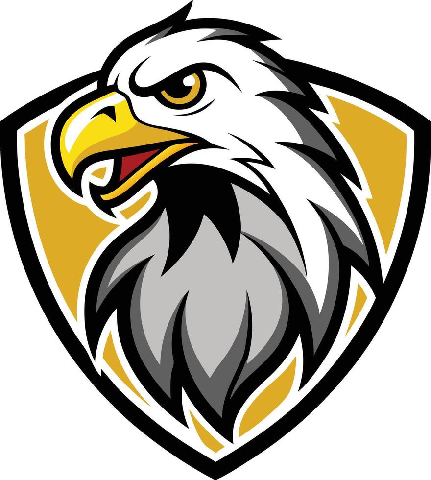 An eagle head on a shield with a yellow background vector