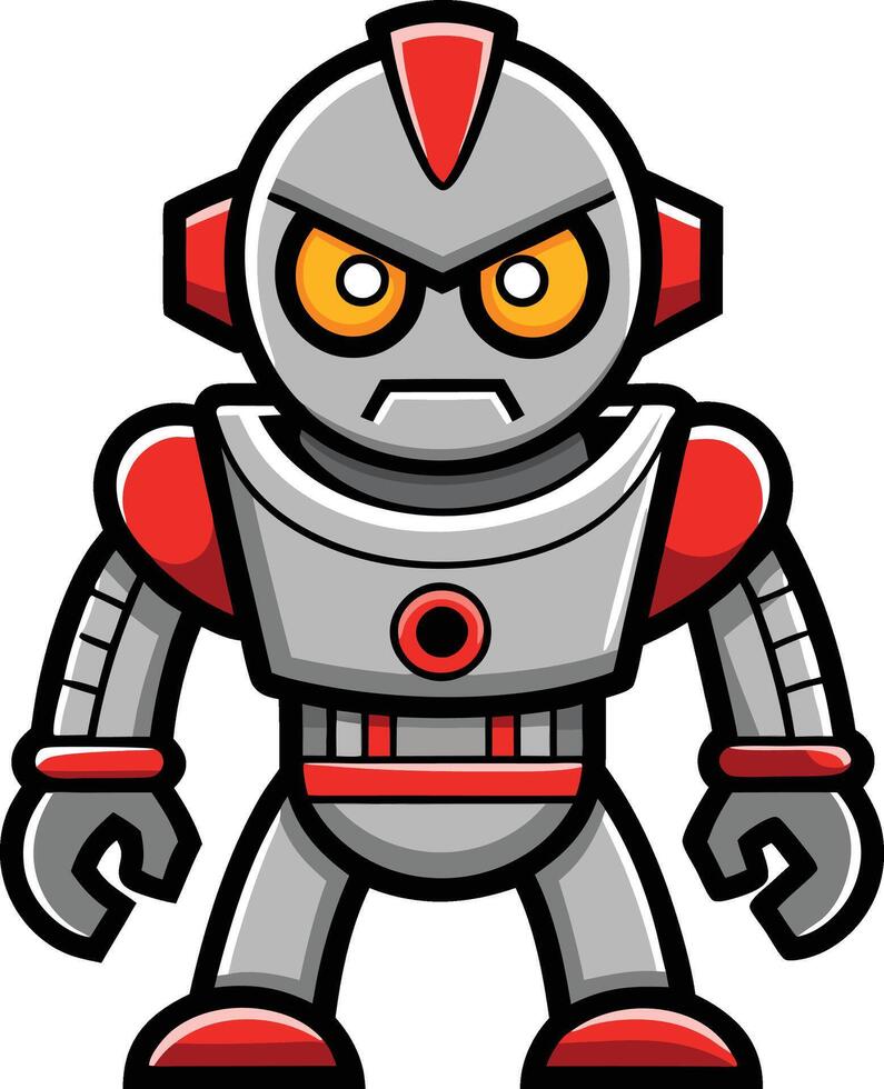 A cartoon robot with red eyes and a red suit vector