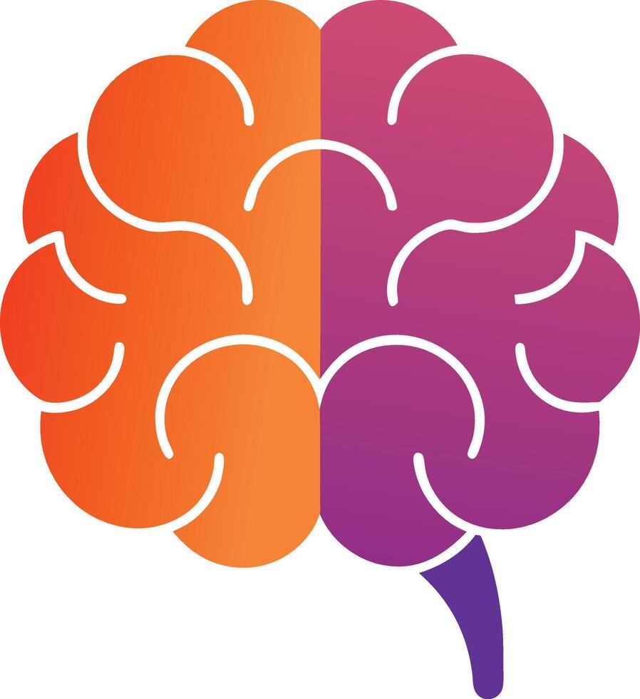 Brain icon logo with two colors design vector