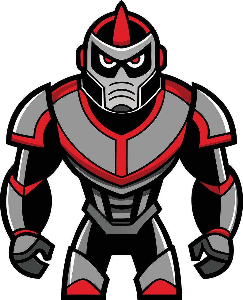 A cartoon robot with red and gray armor vector