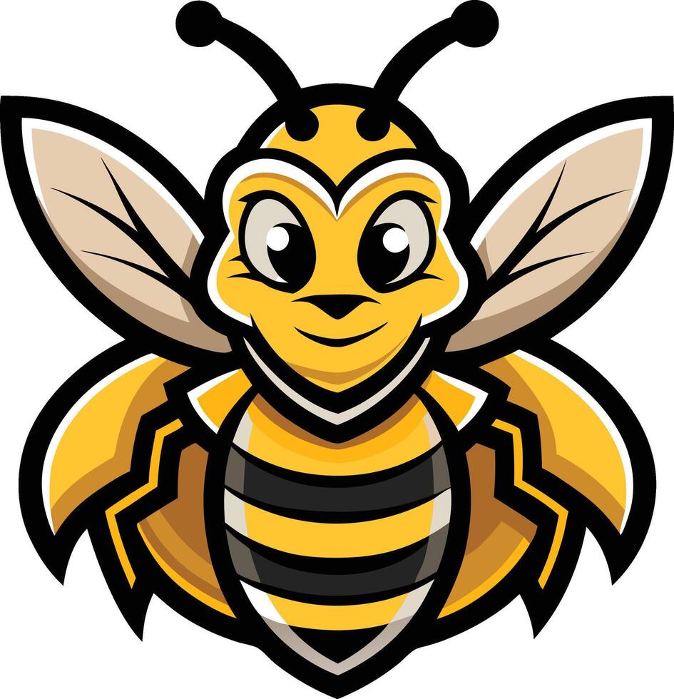 A cartoon bee mascot with a black and yellow face vector
