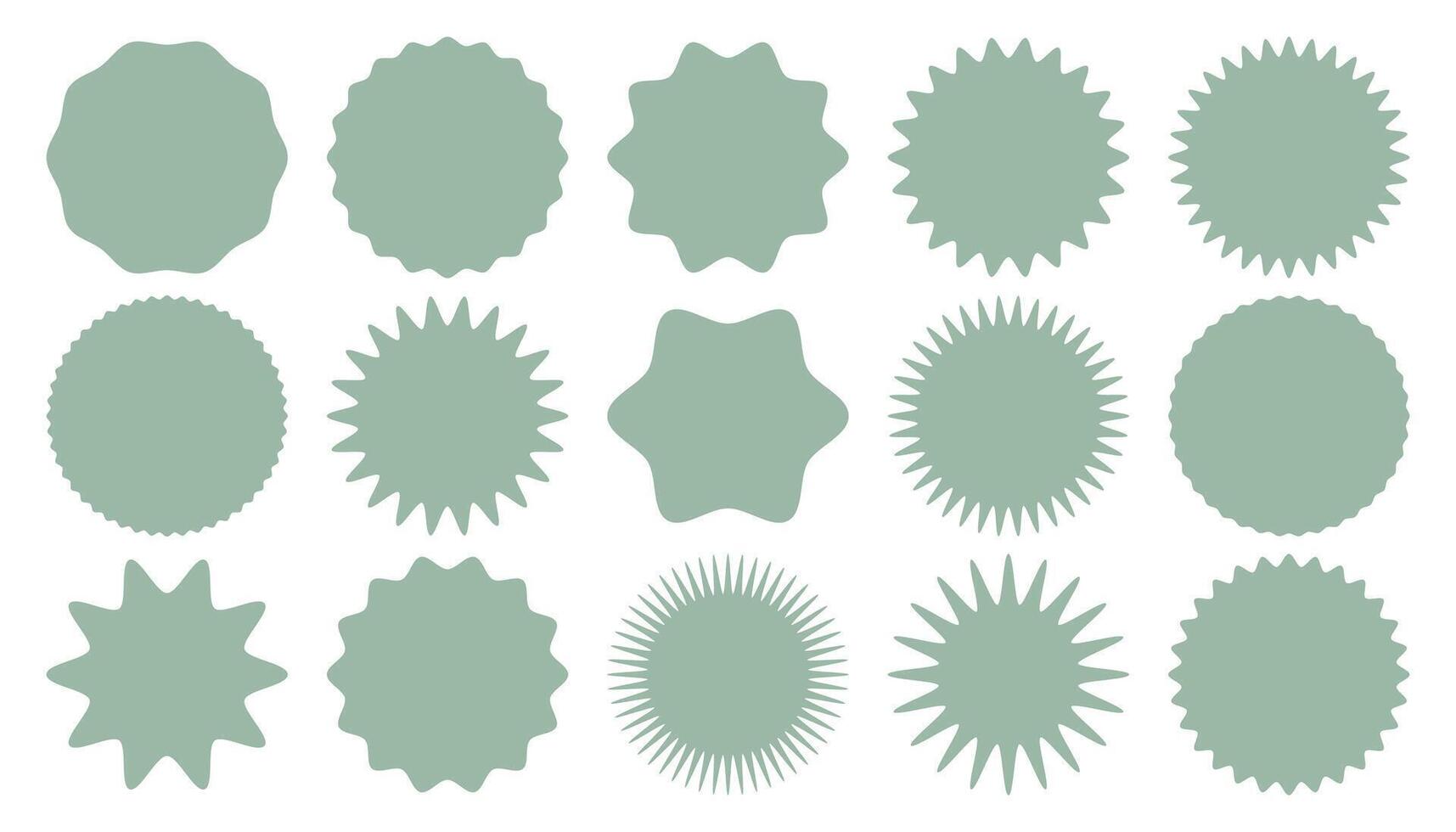 Round smooth wavy labels templates collection isolated on hite background. Round badges for sale promotion, advertisement. vector