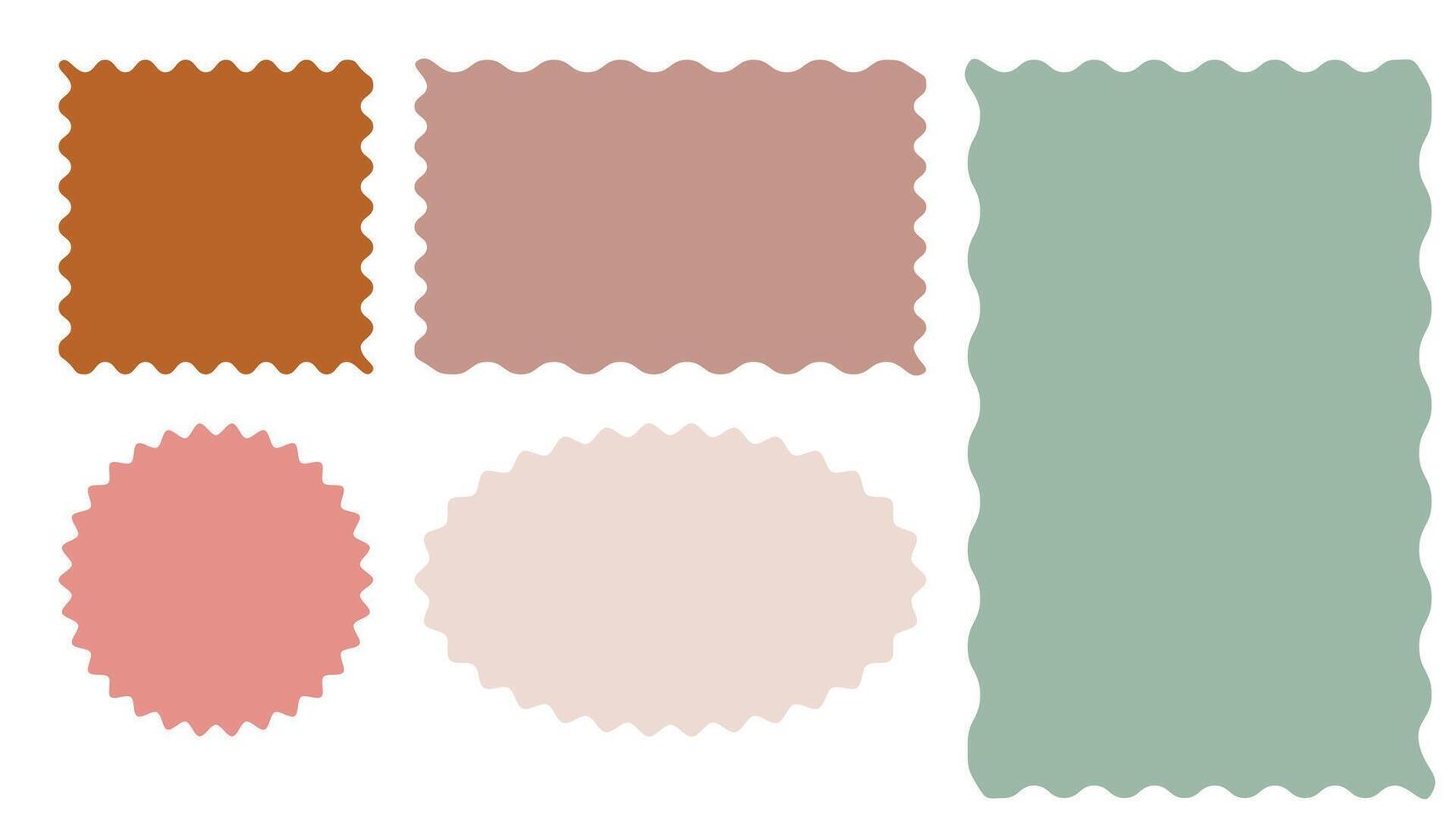Cute wavy square and round templates for text isolated on white background. Backdrops, frames. vector