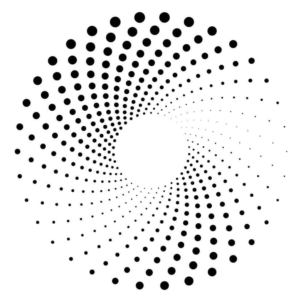 Dot circle pattern. Concentric vortex circles vector